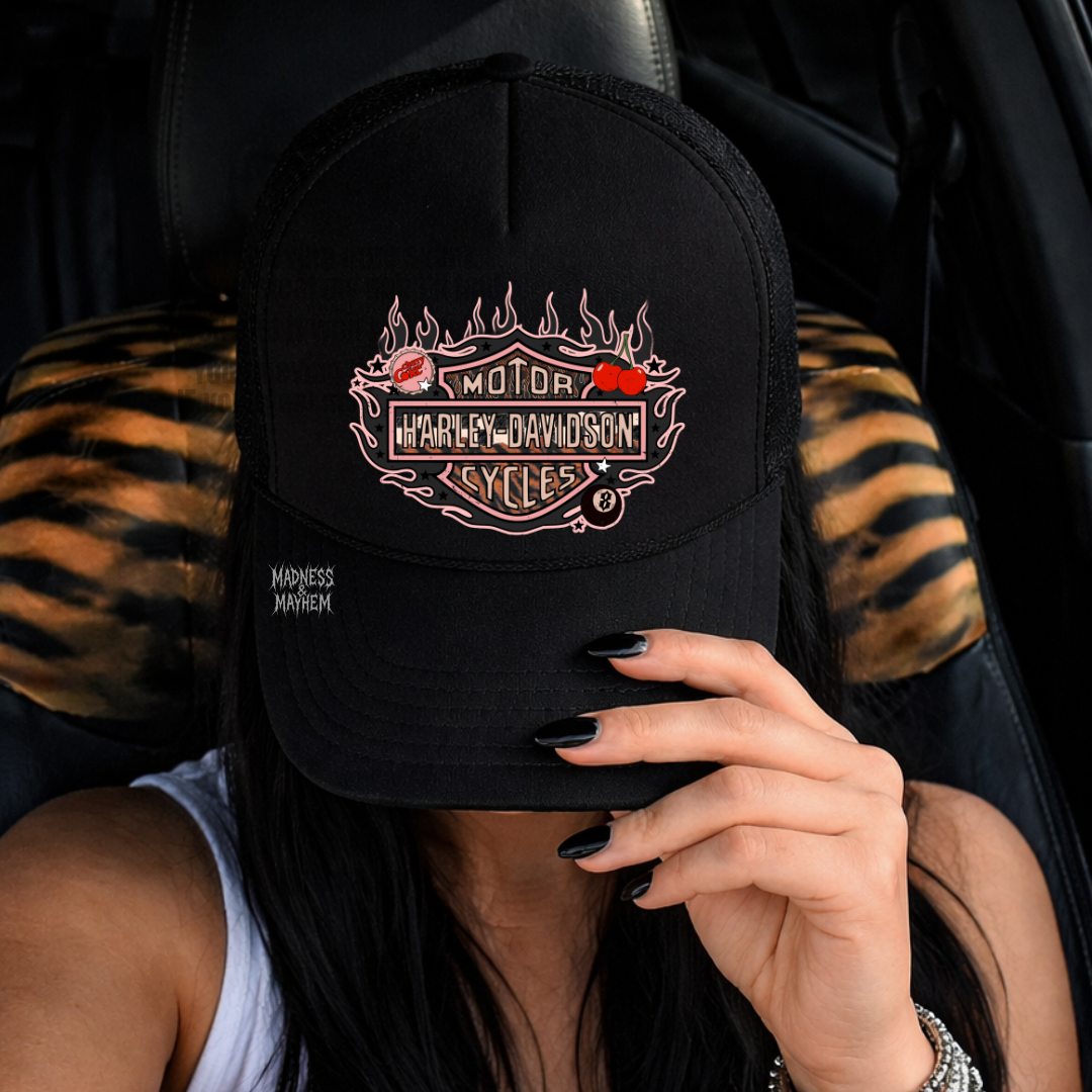 Cherry harley Trucker Hat