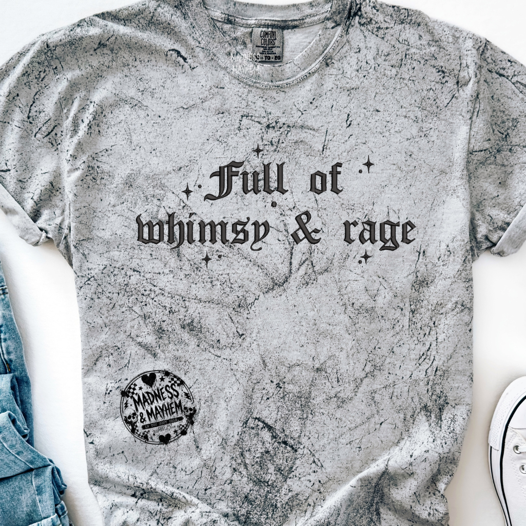 Whimsy & rage embroidered color blast tshirt