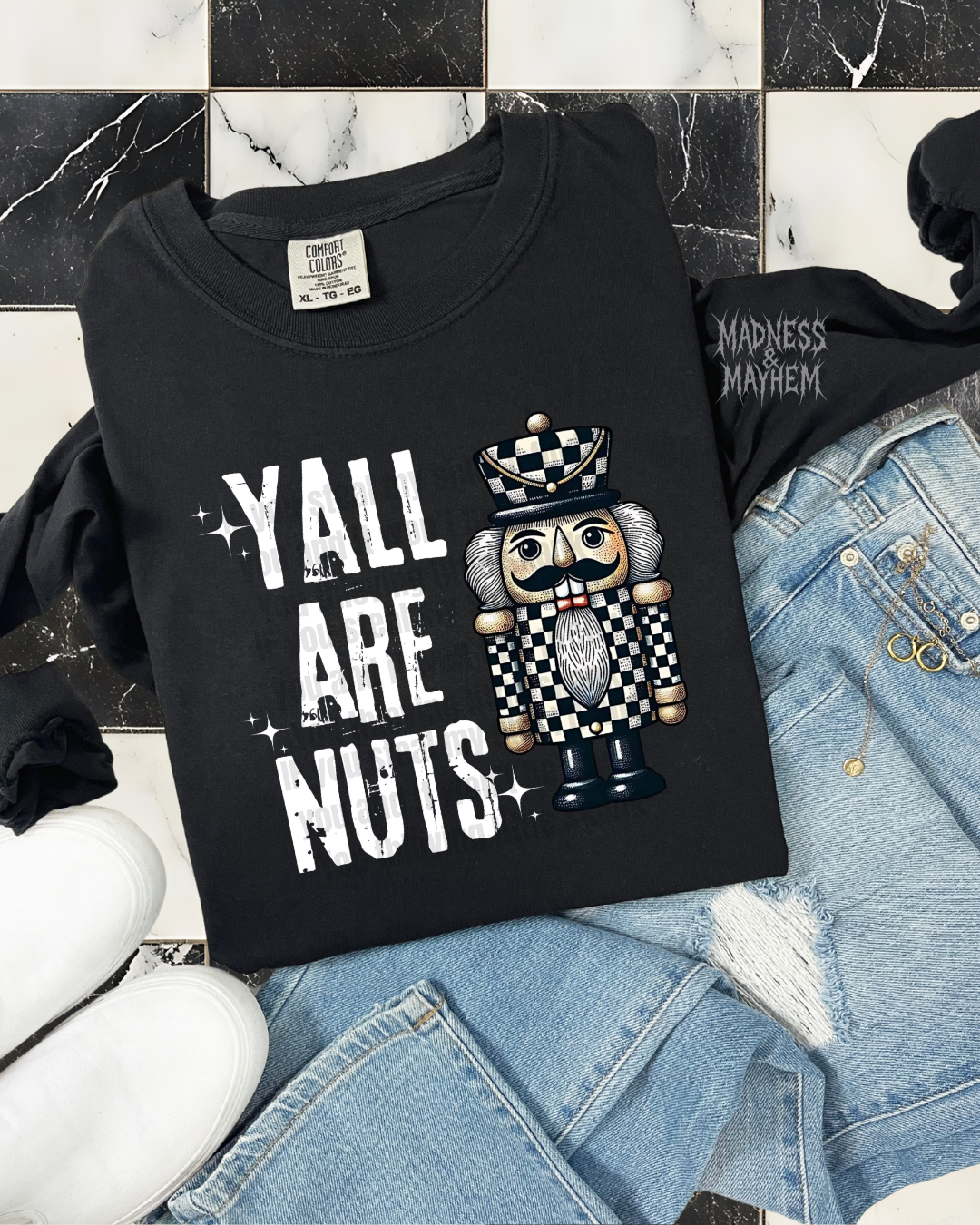 yall are nuts long sleeve tee