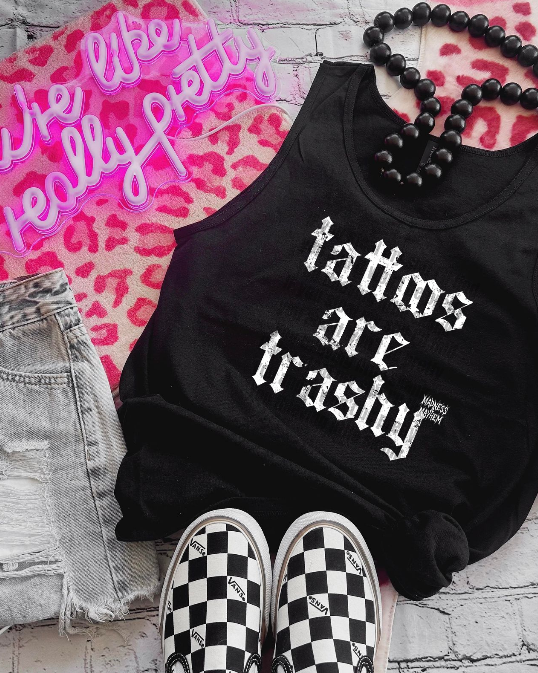 tattoos are trashy unisex tank