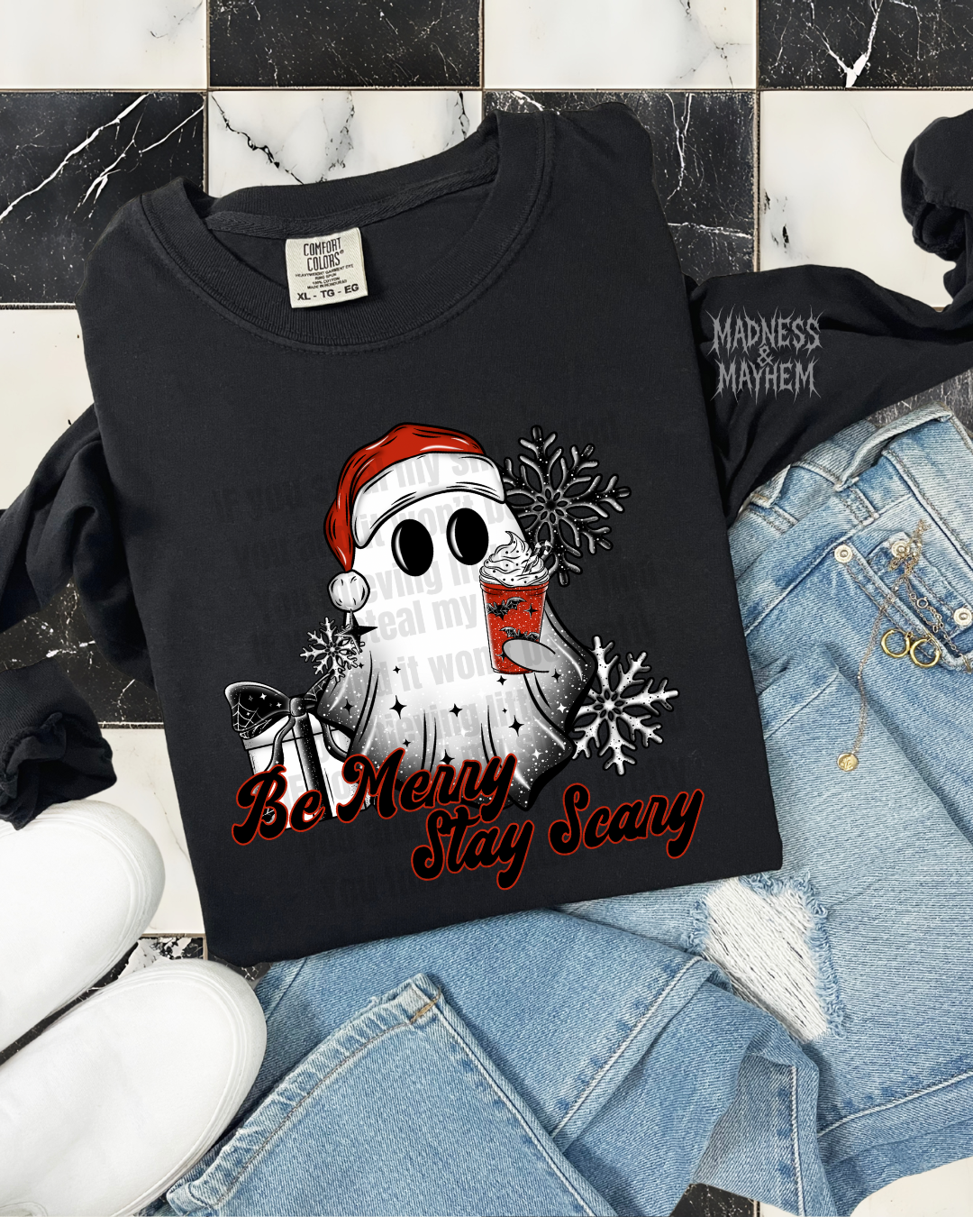 be merry stay scary long sleeve tee