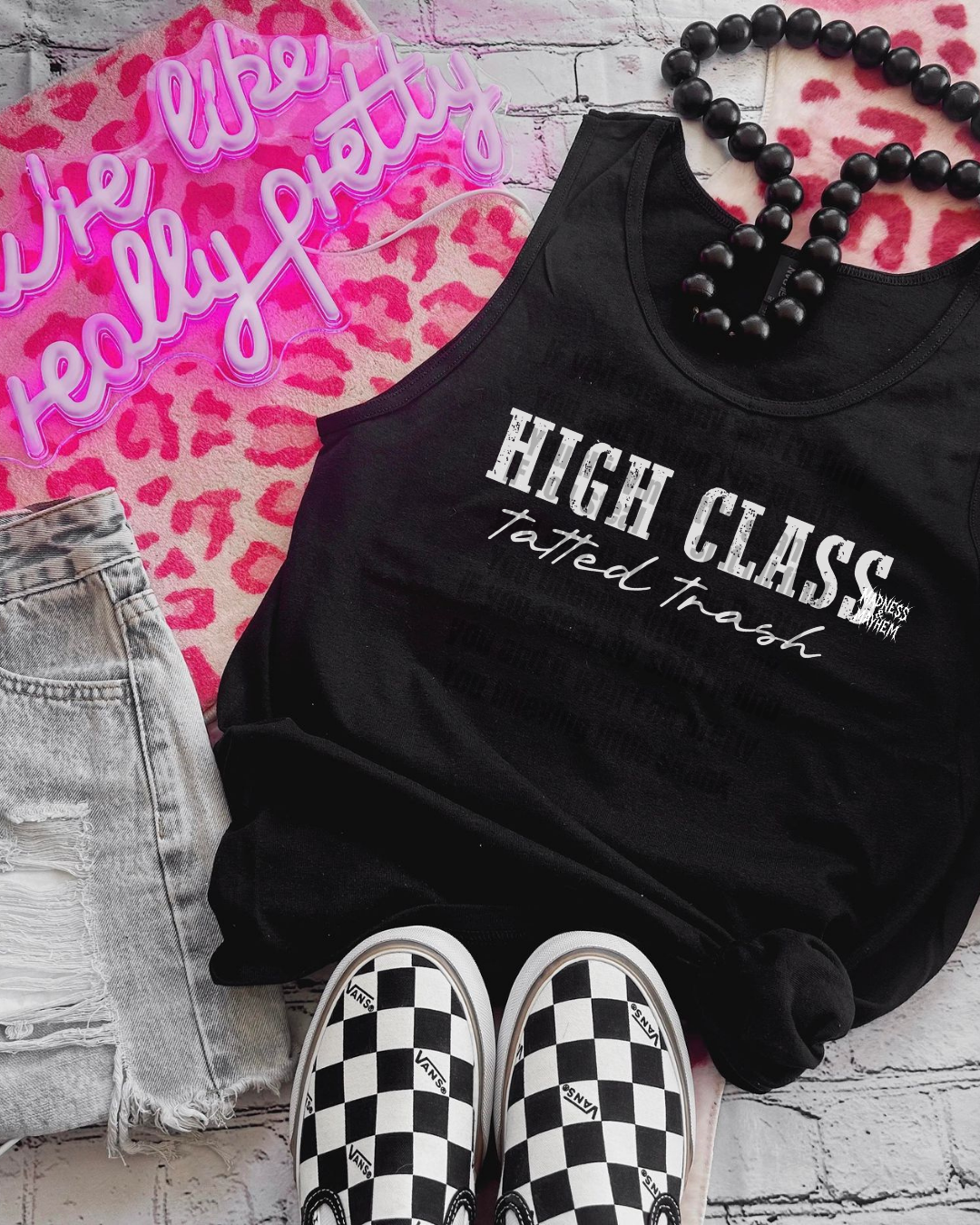 high class tatted trash unisex tank