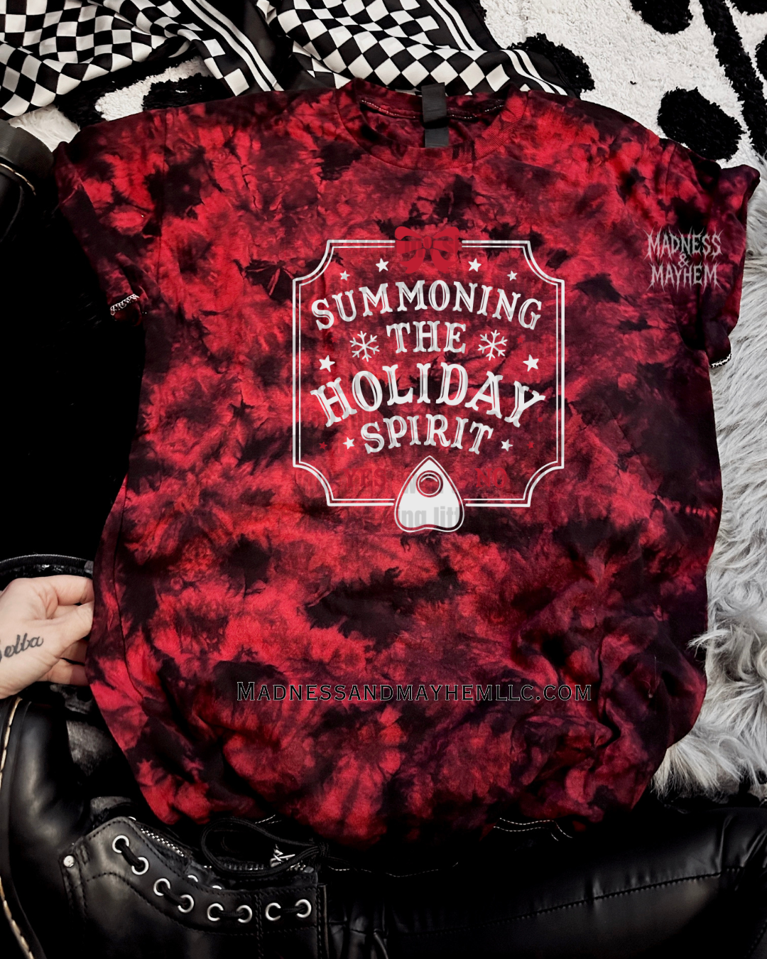 Summoning Christmas oujia tie dye tshirt