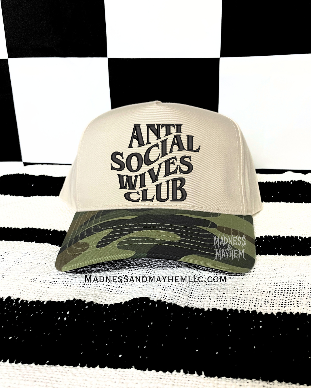 Camo anti social wives club embroidered Hat