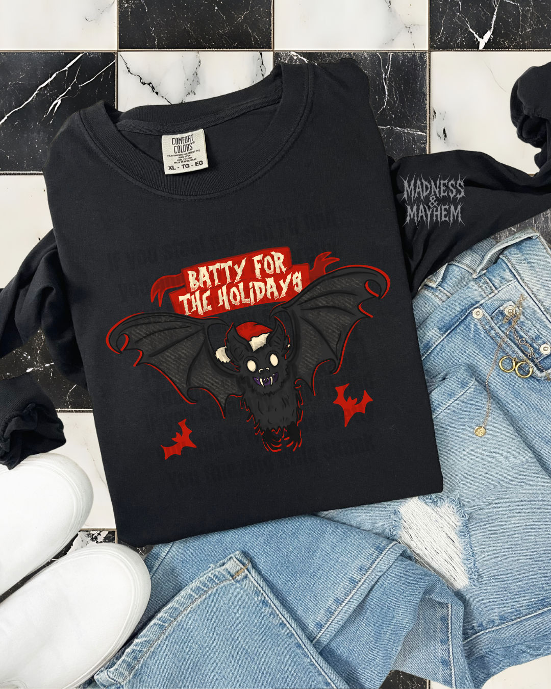 batty for holidays long sleeve tee