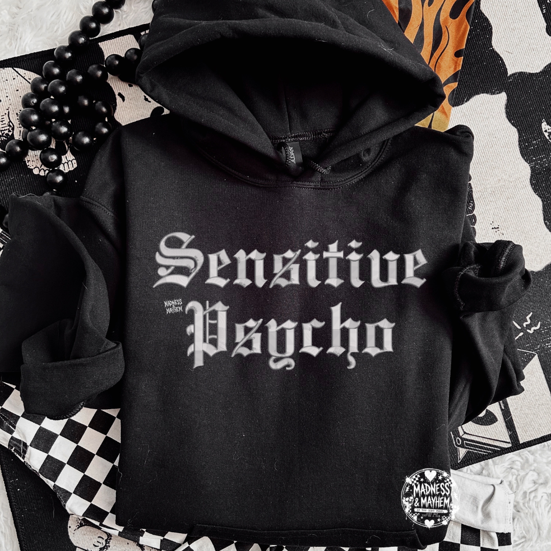 sensitive psycho embroidered Hoodie