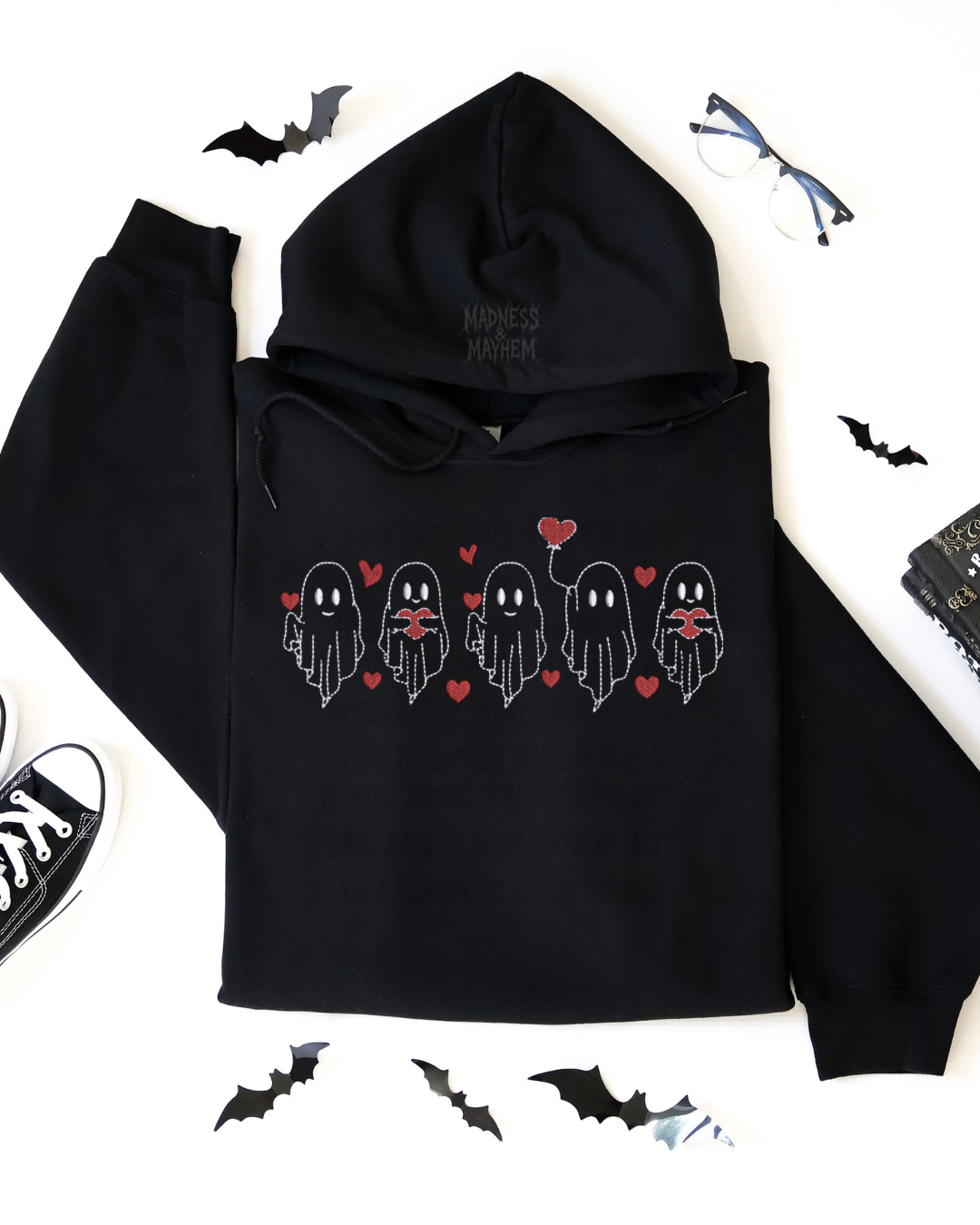 Valentine ghost Embroidered Hoodie