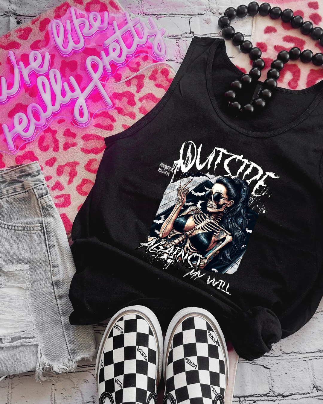 outside against my will unisex tank