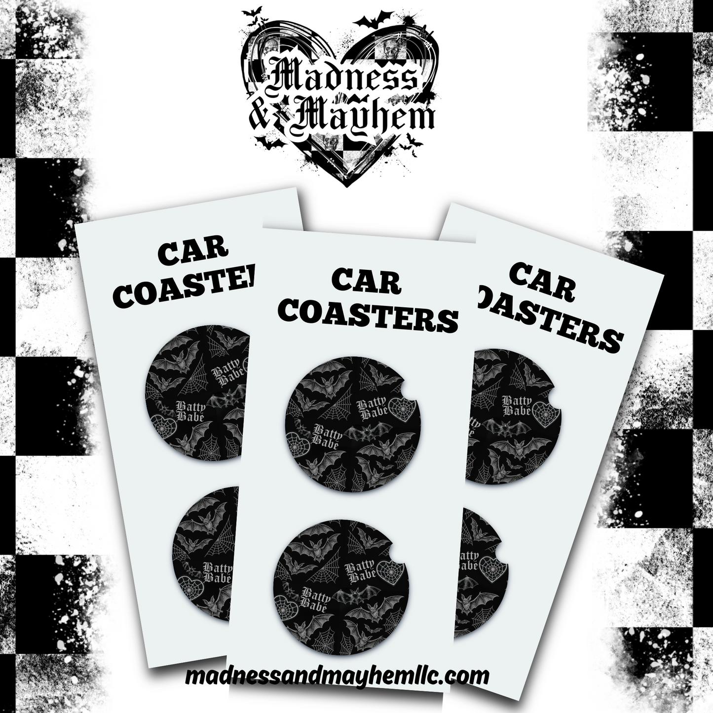 Batty babe Halloween Car Coasters