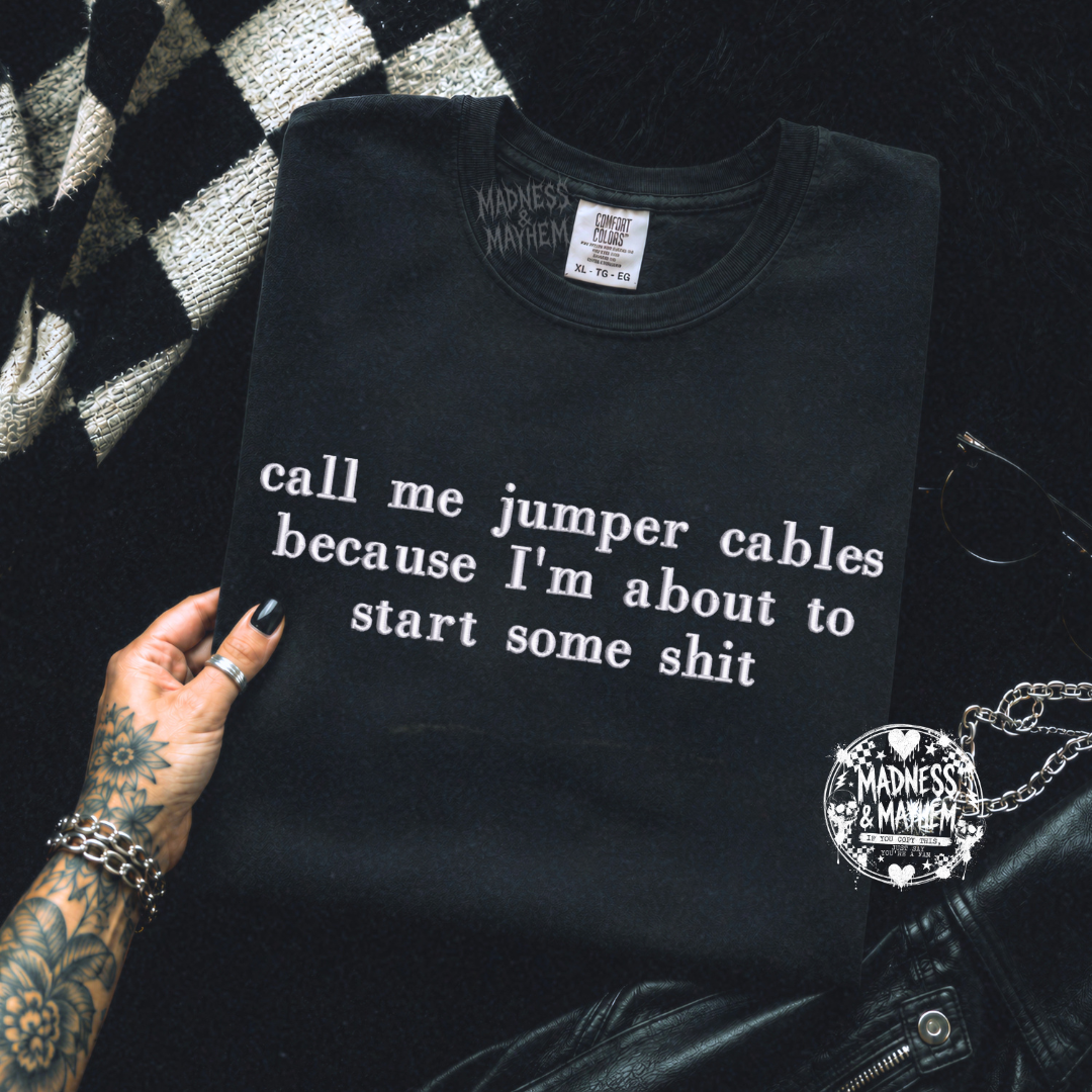 Jumper cables embroidered tshirt