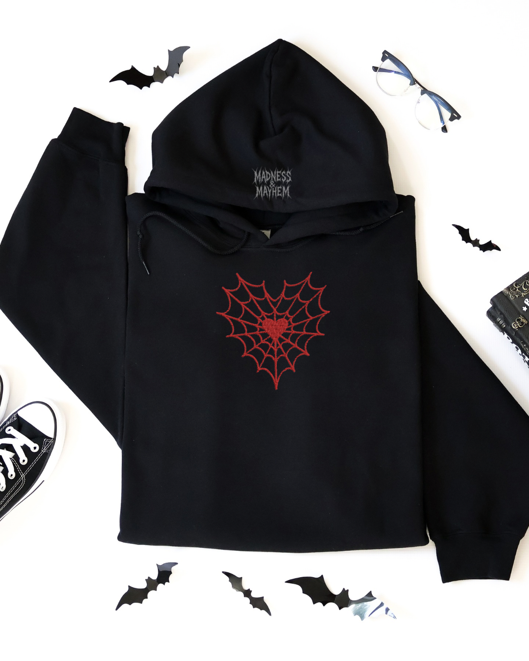 Web heart Embroidered Hoodie