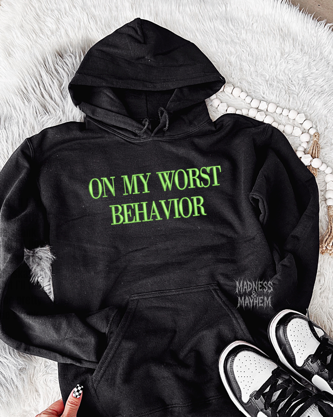 On my worst behavior Embroidered Hoodie