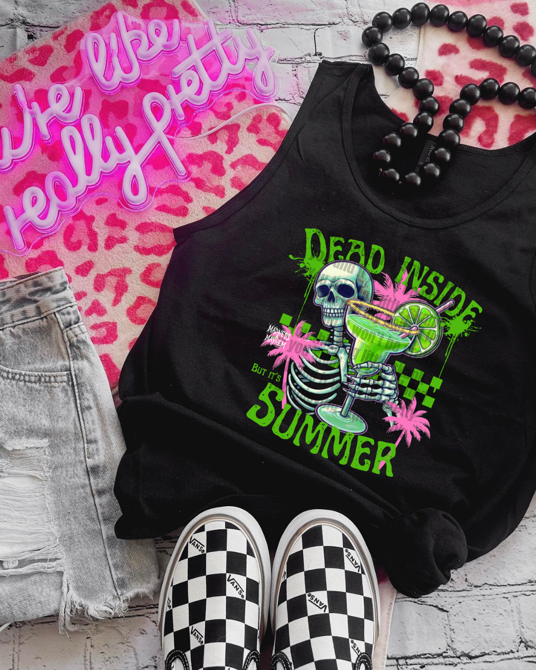green dead inside summer unisex tank