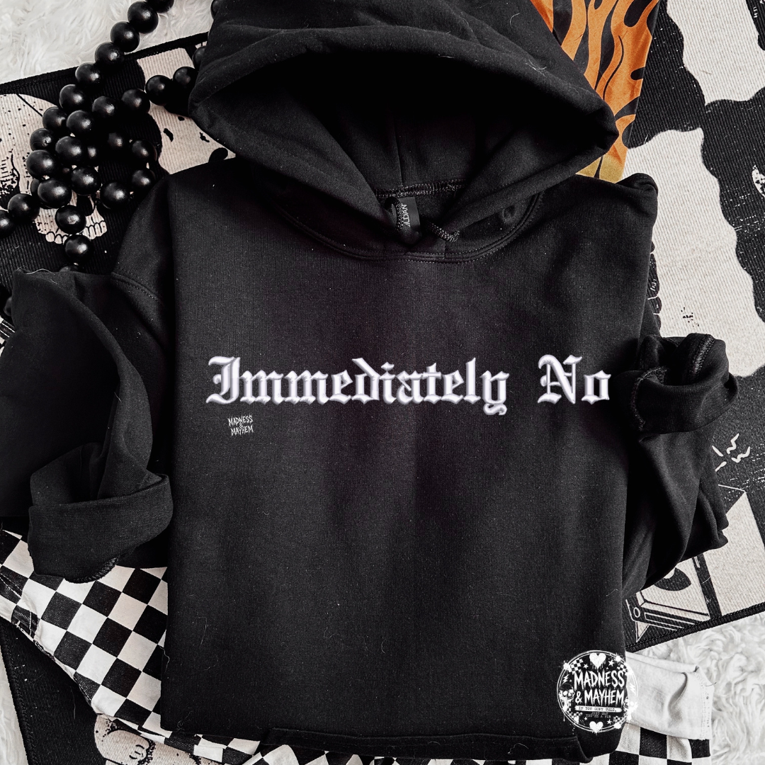 Immediately no Embroidered Hoodie