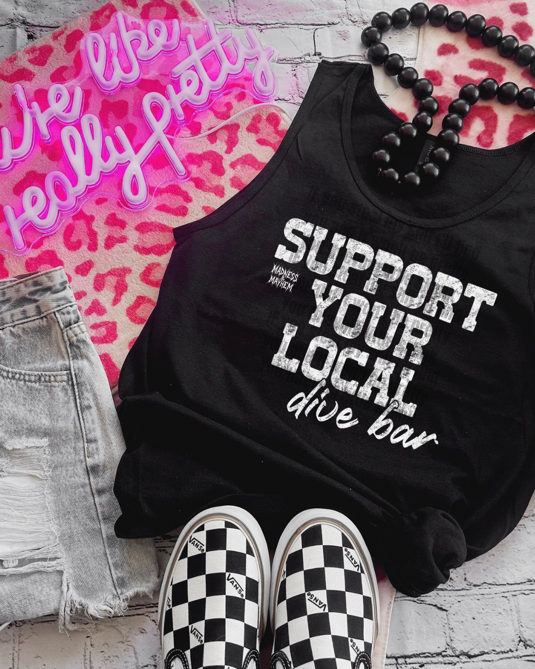 support your local dive bar unisex tank