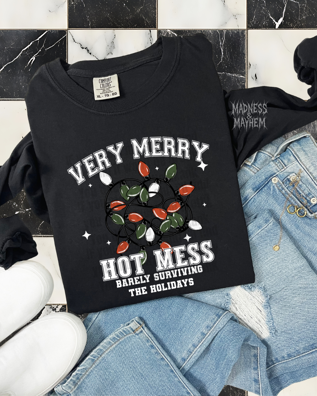 Merry hot mess long sleeve tee