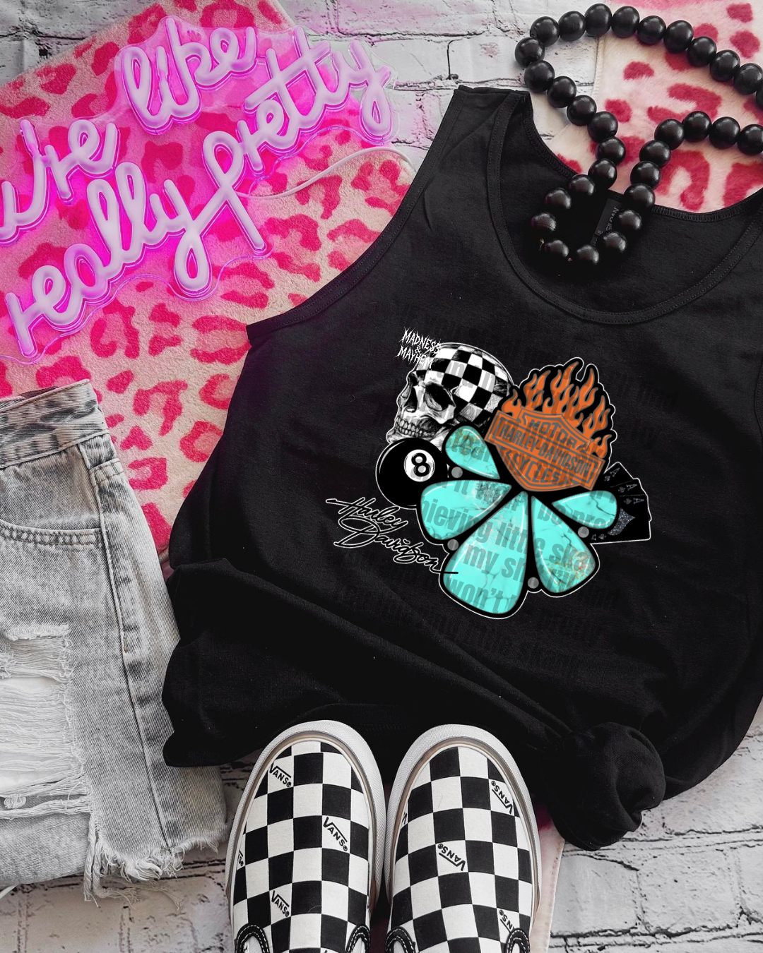 turquoise Harley unisex tank