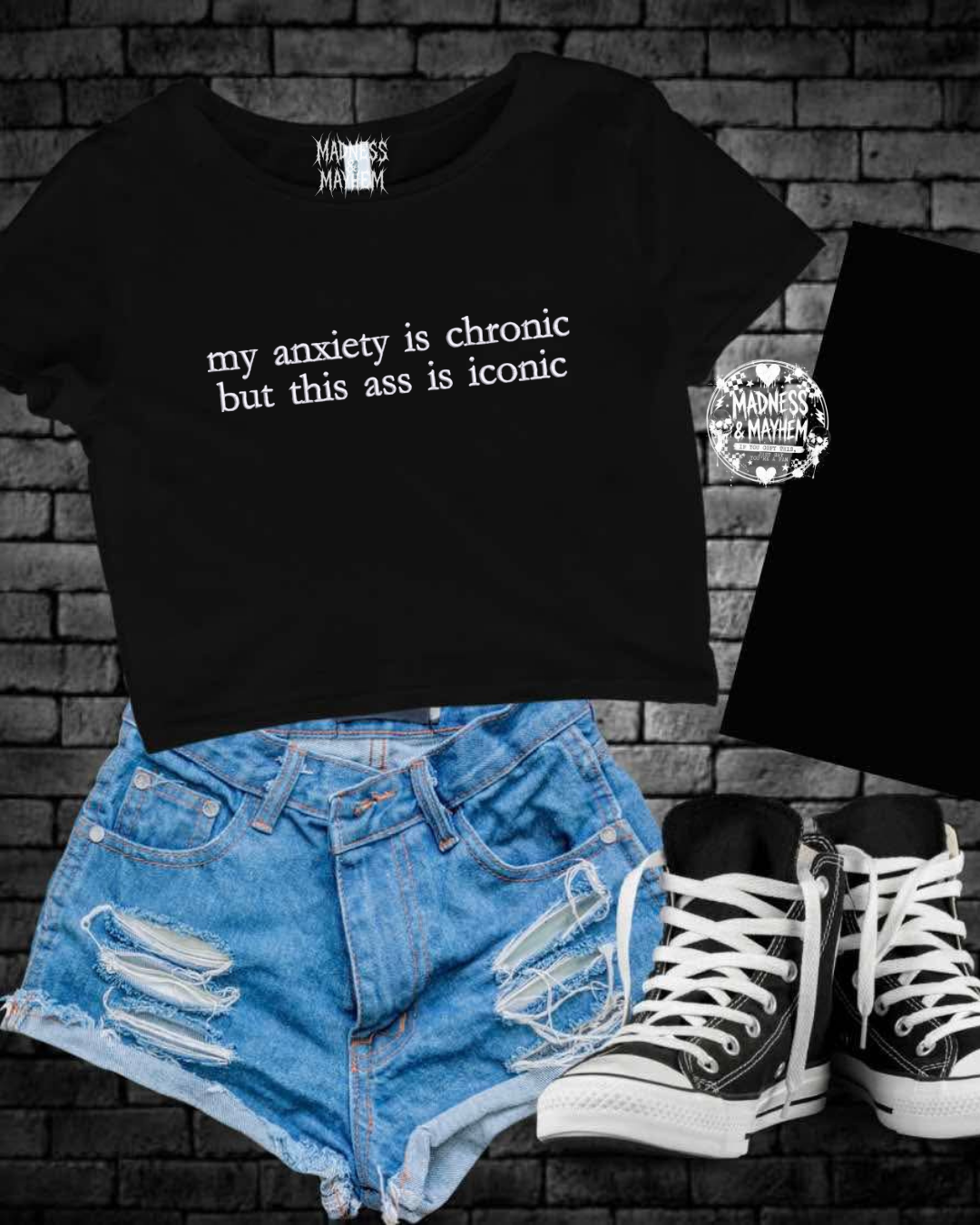 My anxiety embroidered cropped tee