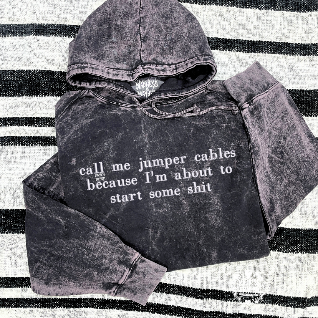 Jumper cables mineral wash Hoodie