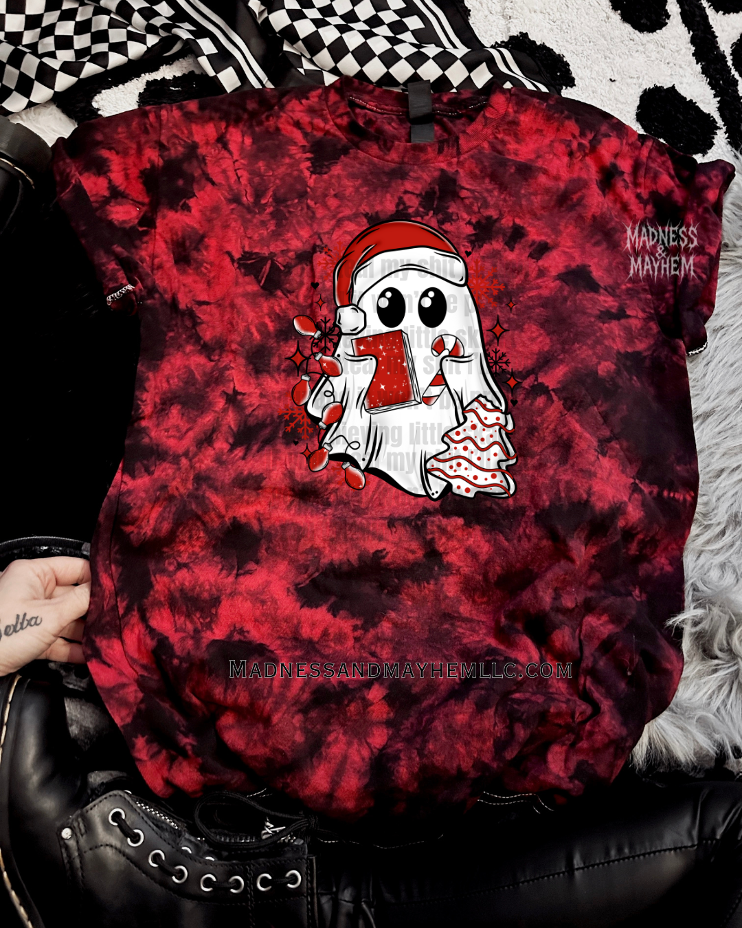 Christmas book ghost tie dye tshirt