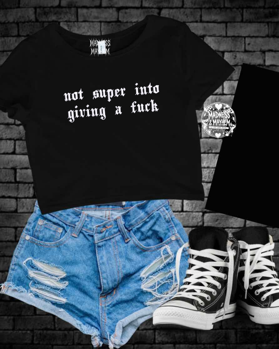 not into giving a fuck embroidered cropped tee