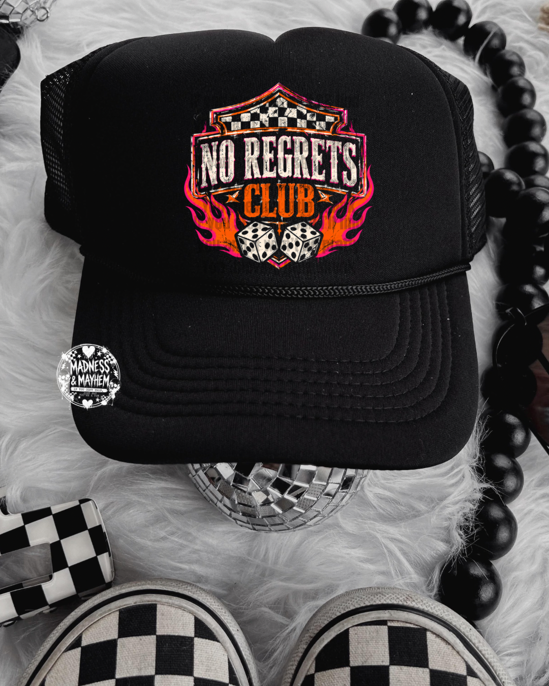 Black no regrets club Trucker Hat