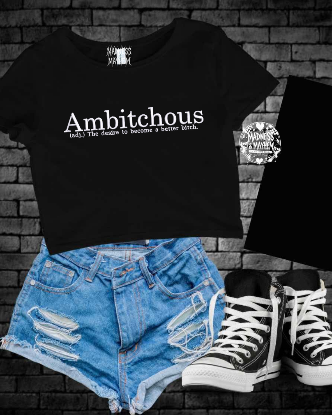 ambitchous embroidered cropped tee
