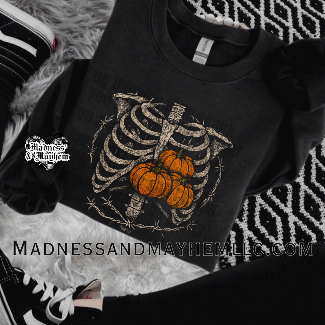 Pumpkin ribs Halloween crew neck sweatshirt