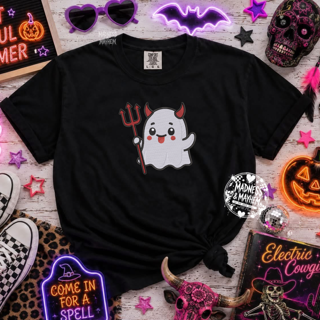 Devilish ghost embroidered tshirt