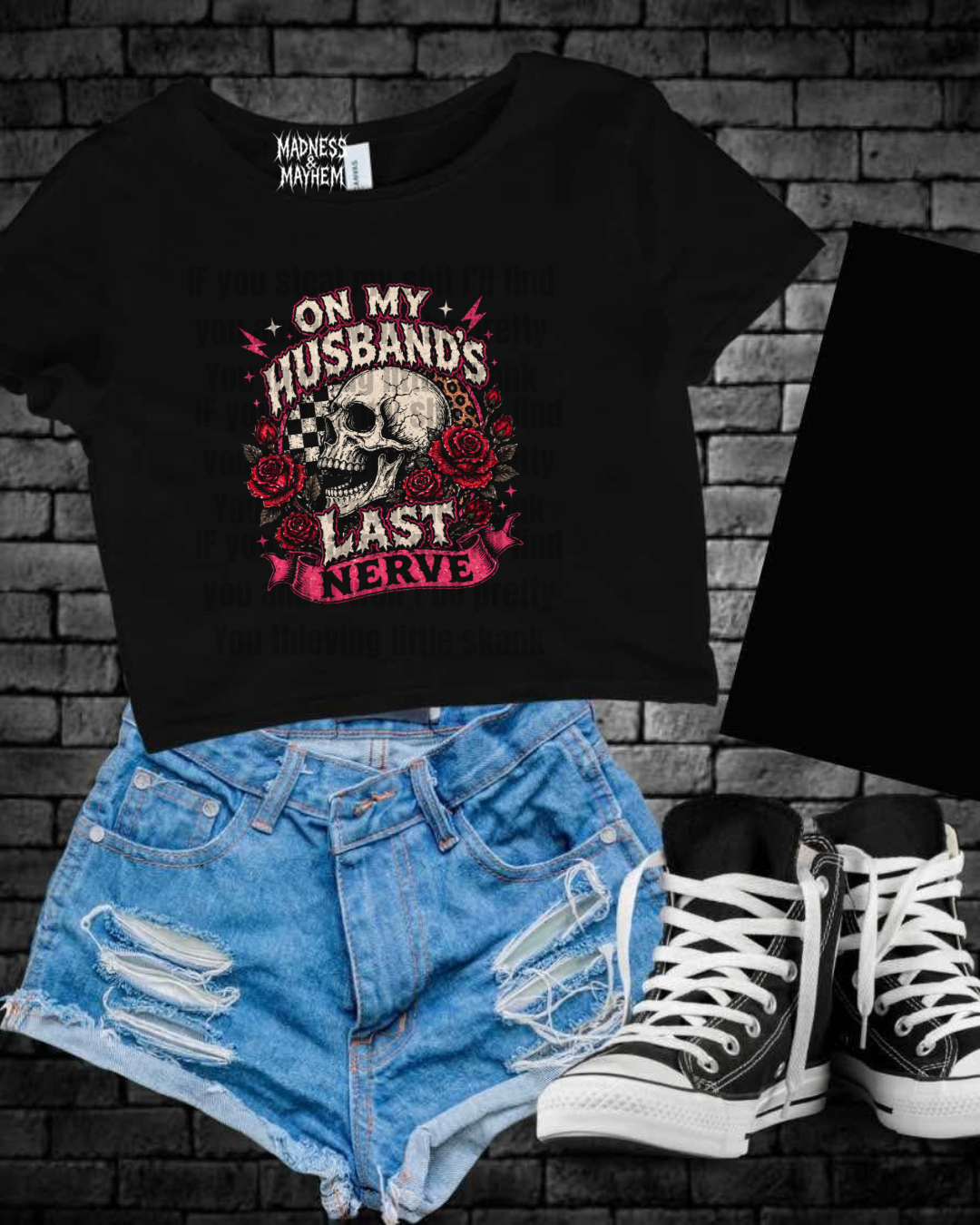 On my husbands last nerve Cropped Tee