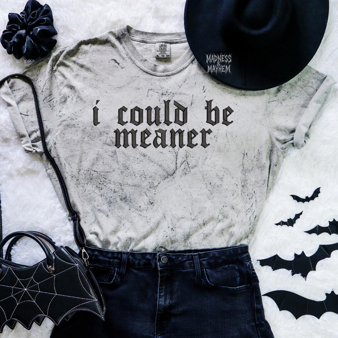 I could be meaner embroidered color blast tshirt
