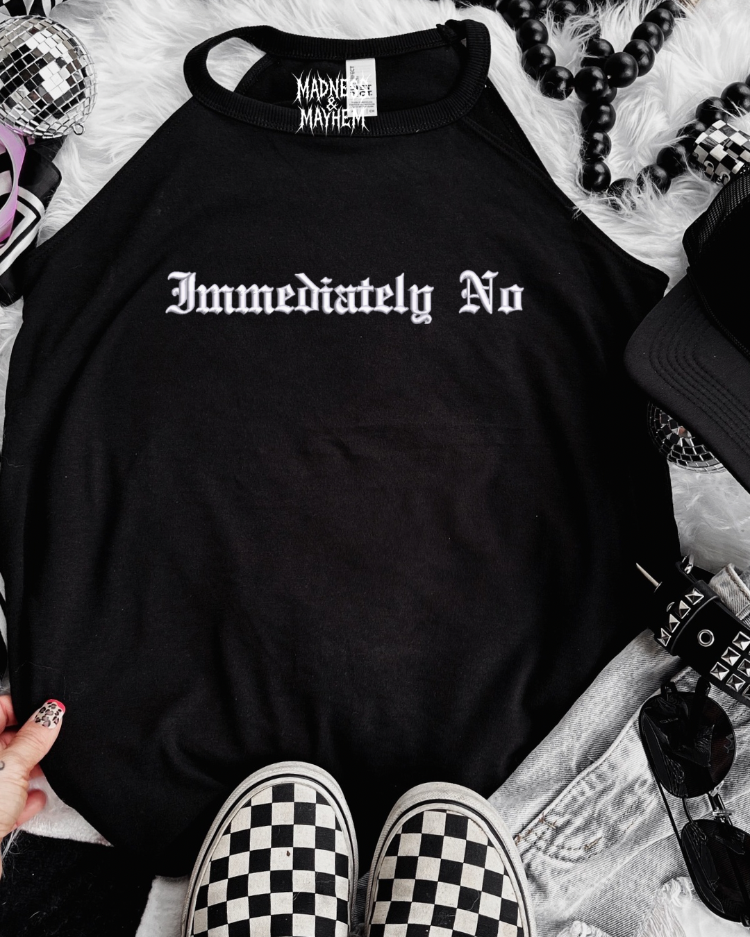 Immediately no embroidered rockstar tank