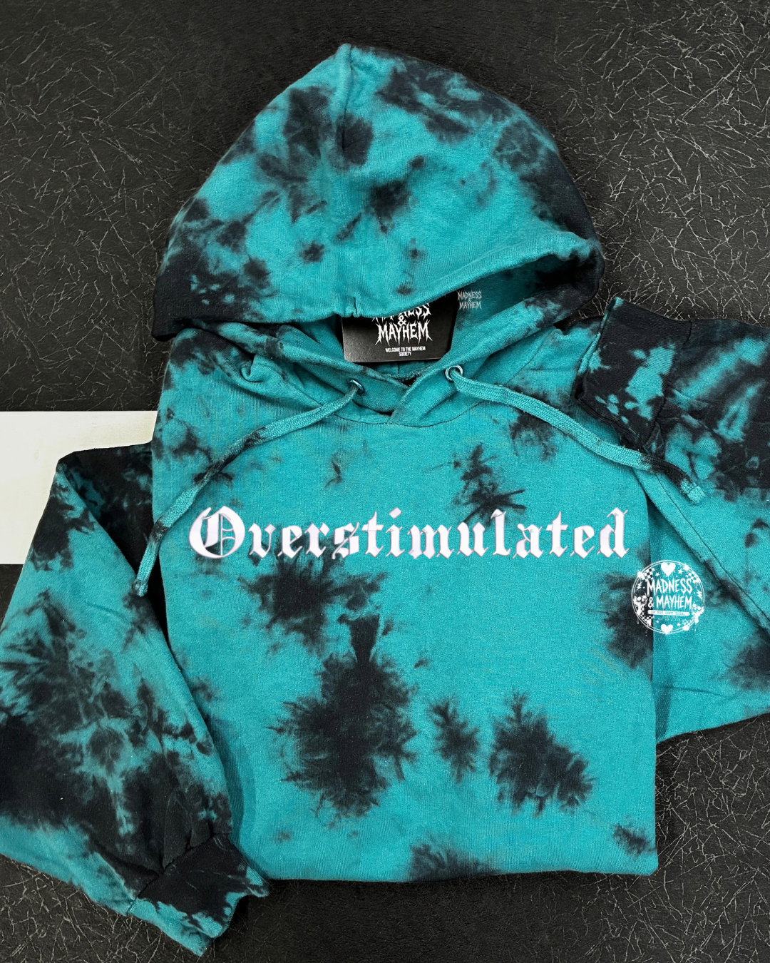 Teal overstimulated embroidered Hoodie