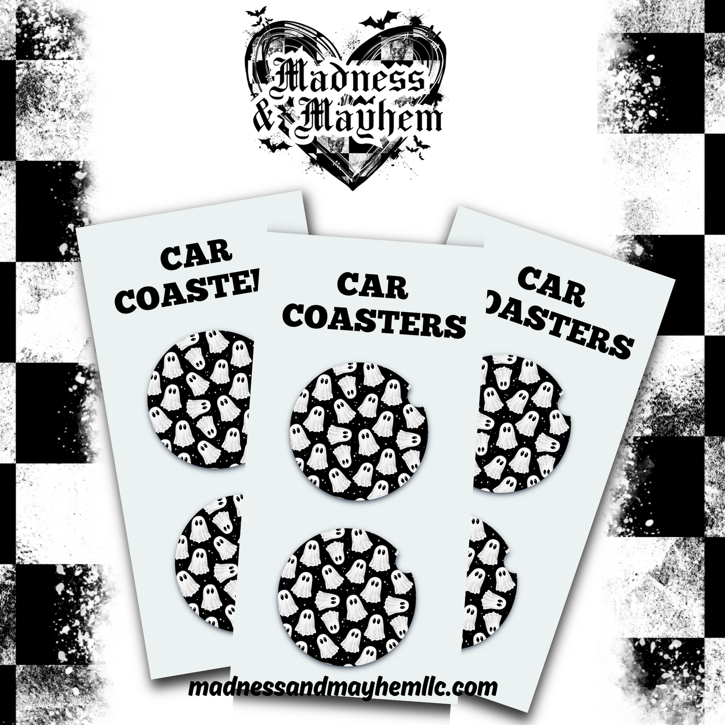 Lace ghost Halloween Car Coasters