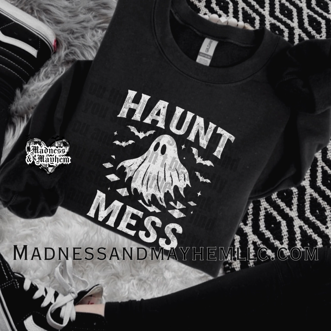 Haunt mess Halloween crew neck sweatshirt