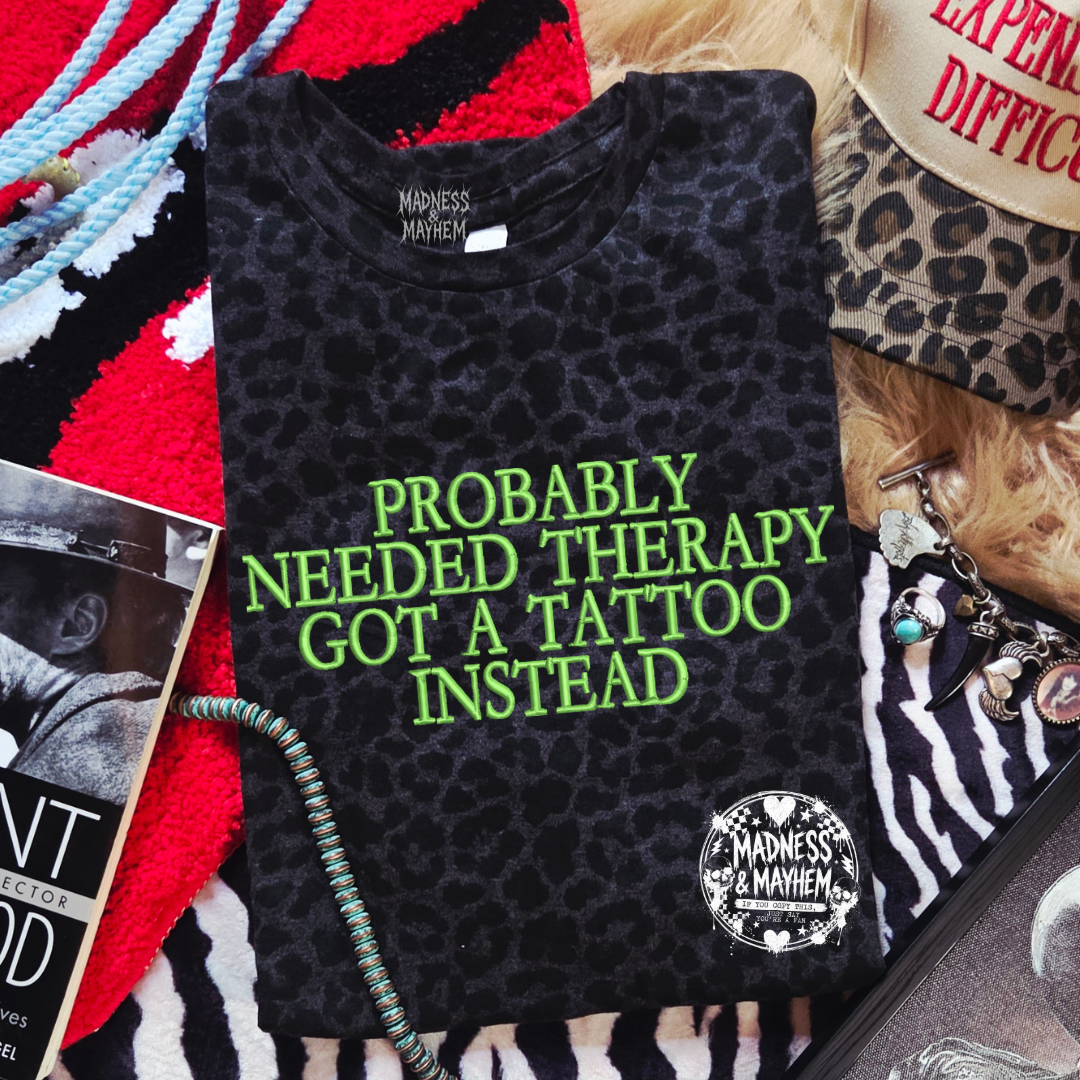 tattoo therapy embroidered leopard print T-shirt