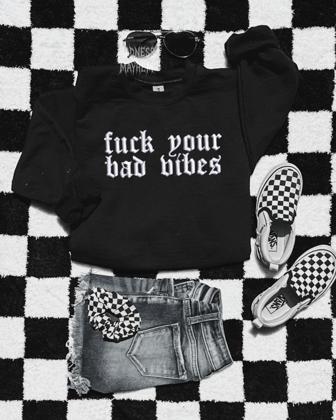 Fuck your bad vibes embroidered sweatshirt