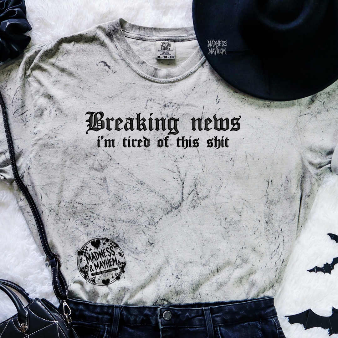 Breaking news embroidered color blast tshirt