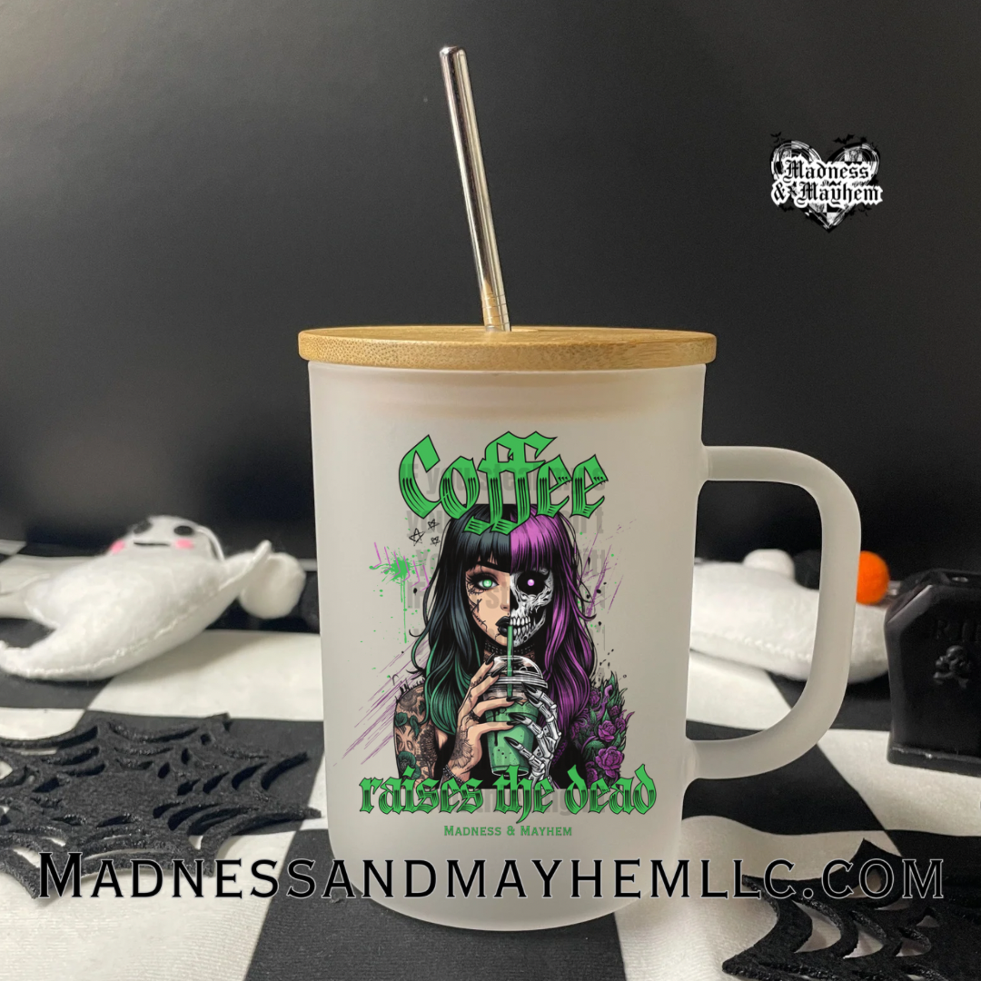 Coffee Raises the dead Libbey Glass Coffee Cup