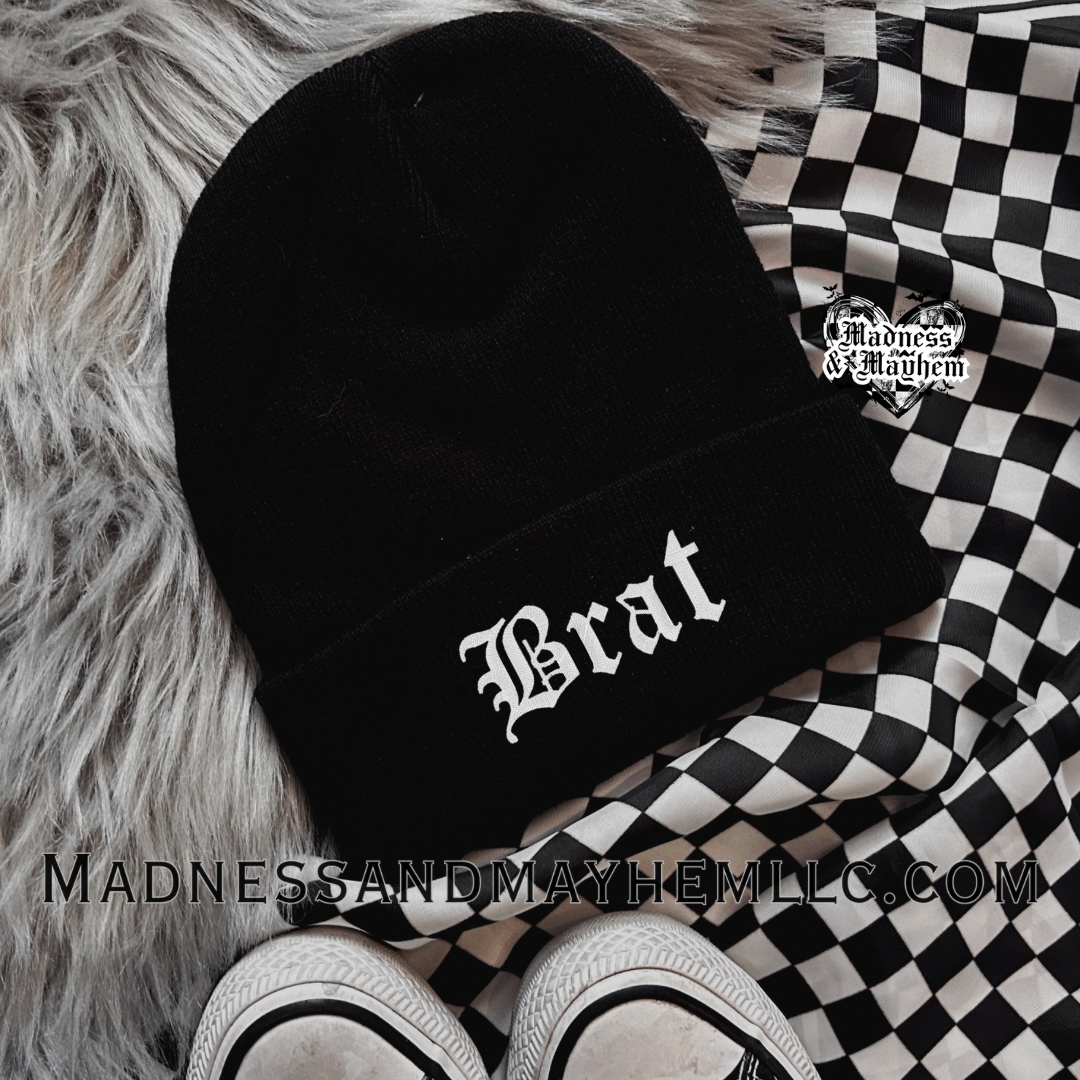 Brat embroidered beanie