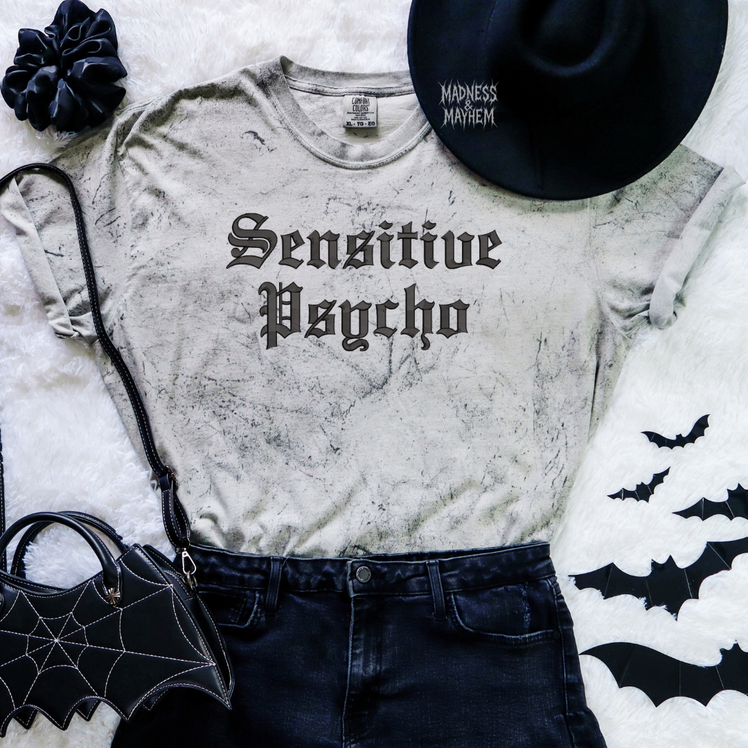 Sensitive psycho embroidered color blast tshirt