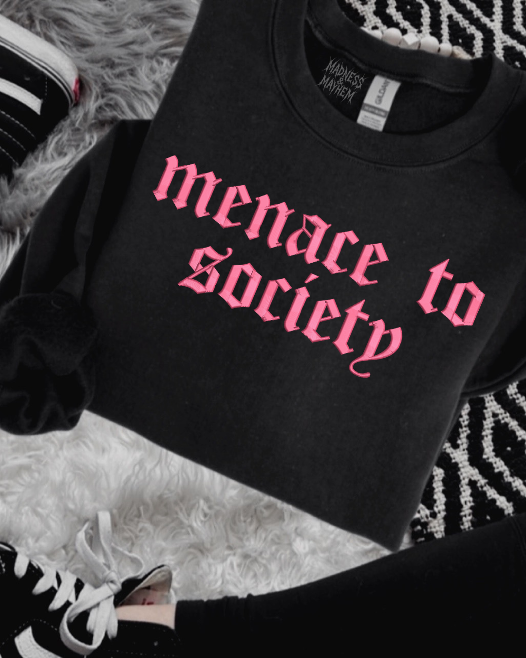 Menace to society embroidered sweatshirt