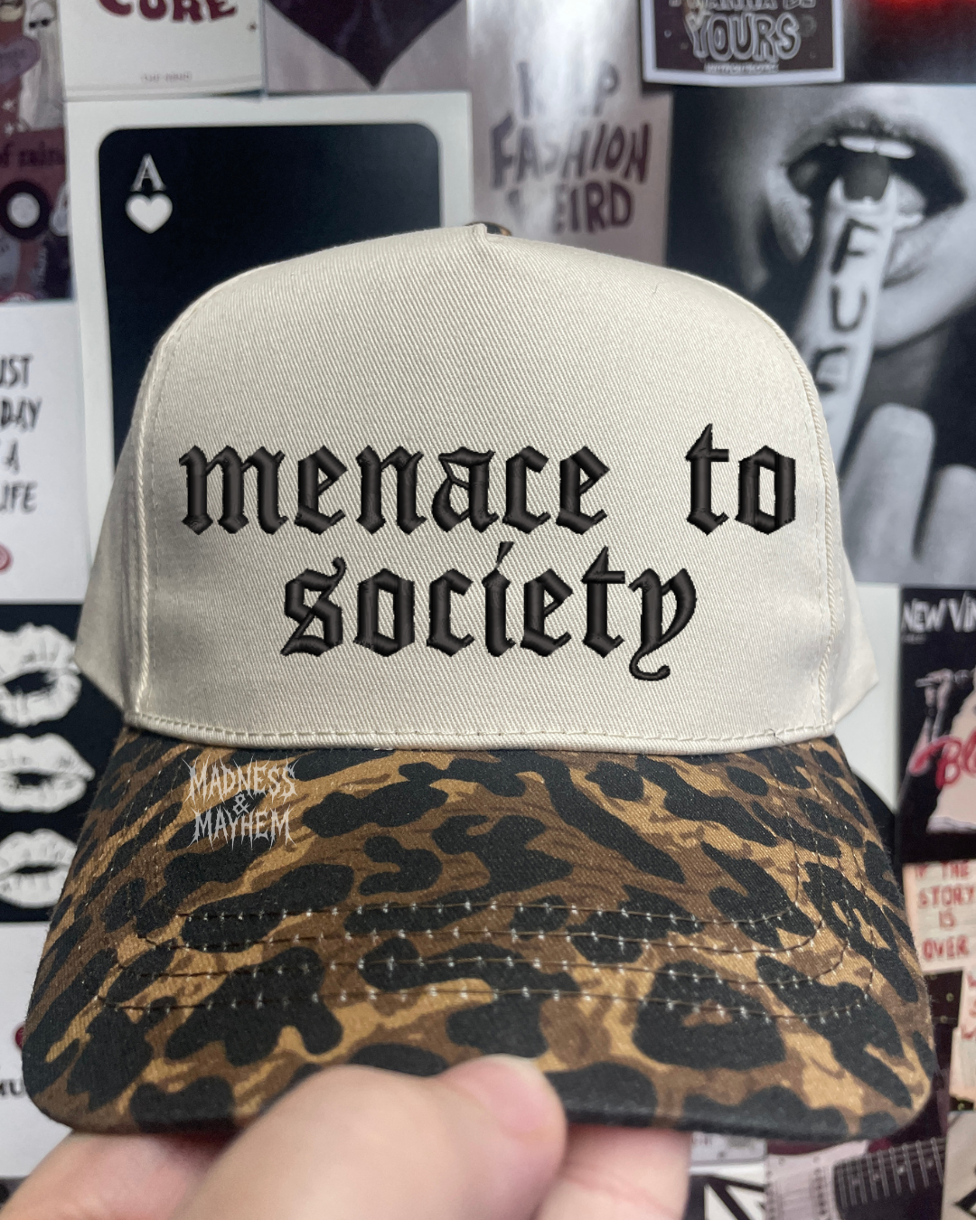 Menace to society Leopard embroidered hat
