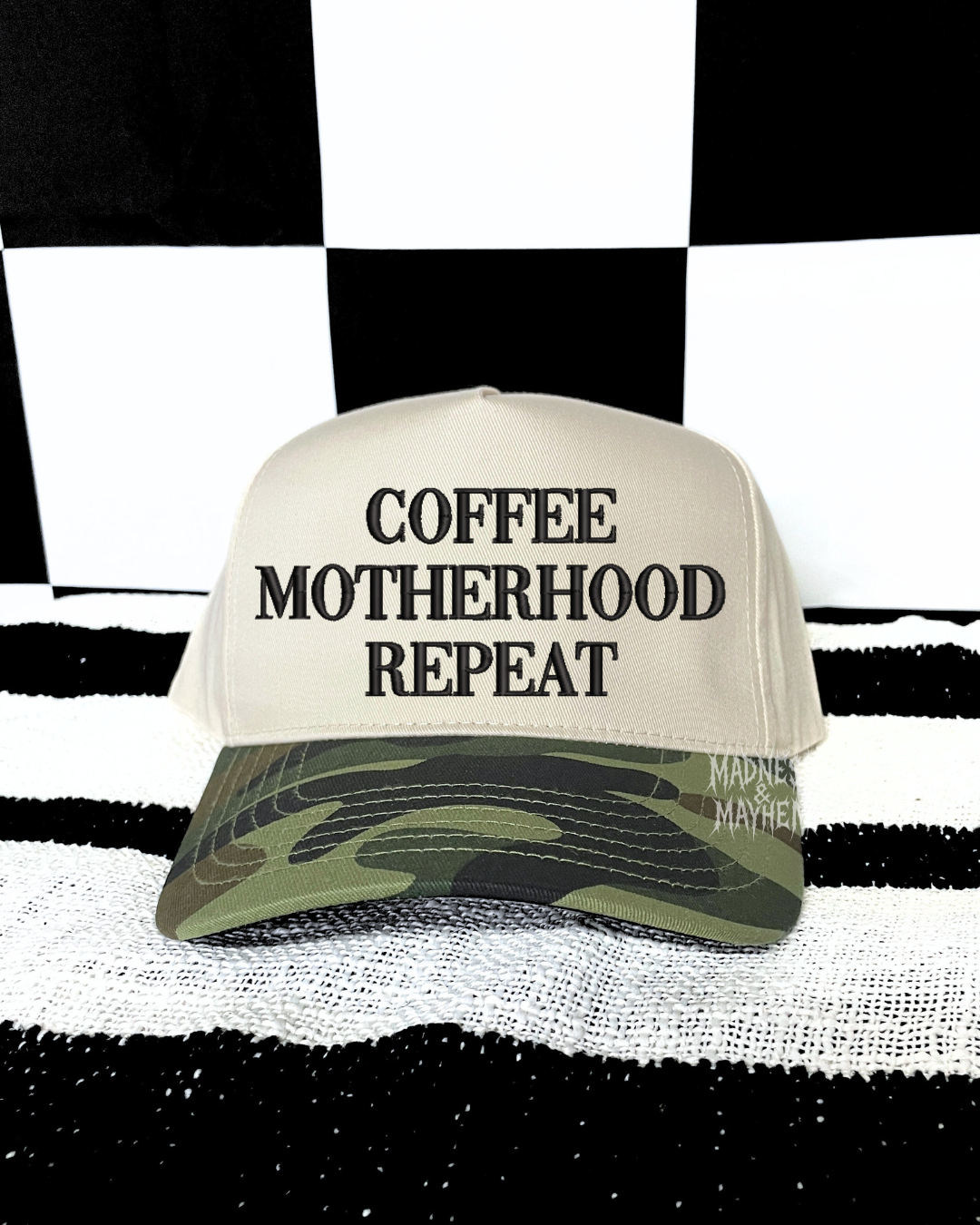 Coffee motherhood repeat camo embroidered Hat