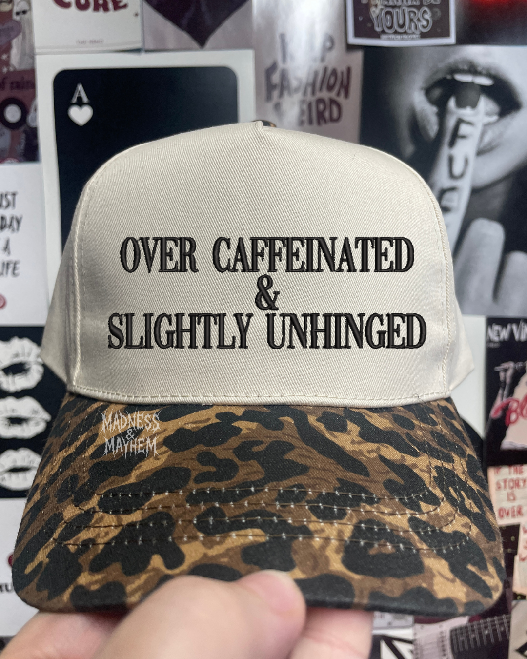 Over caffeinated & slightly unhinged Leopard embroidered hat
