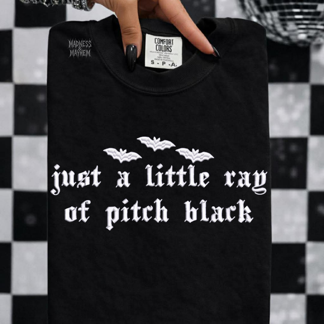 Little ray of pitch black embroidered tshirt