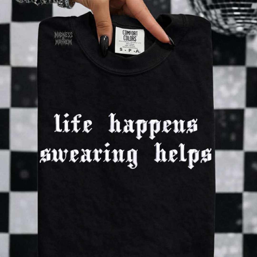 Life happens embroidered tshirt