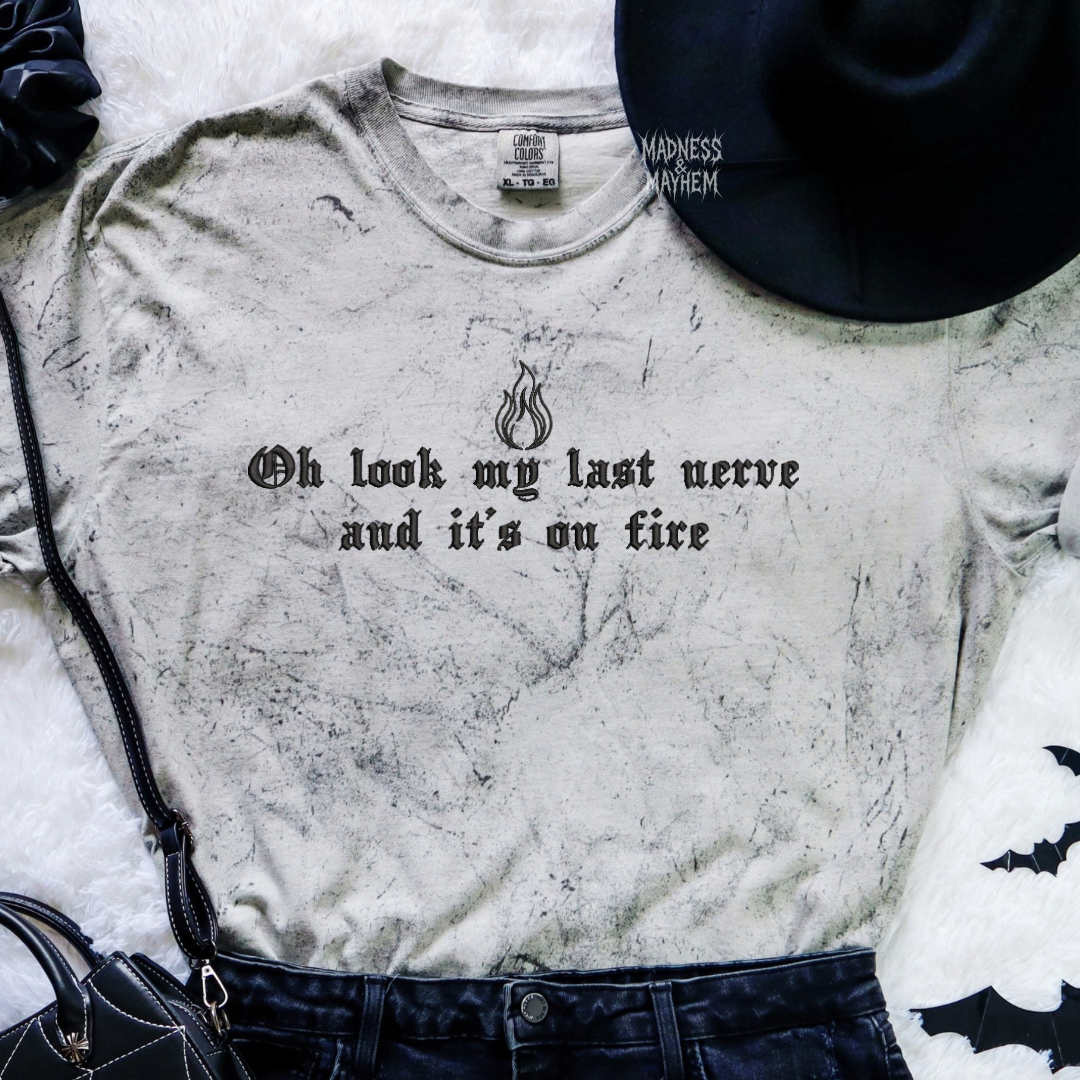 Last nerve embroidered color blast tshirt