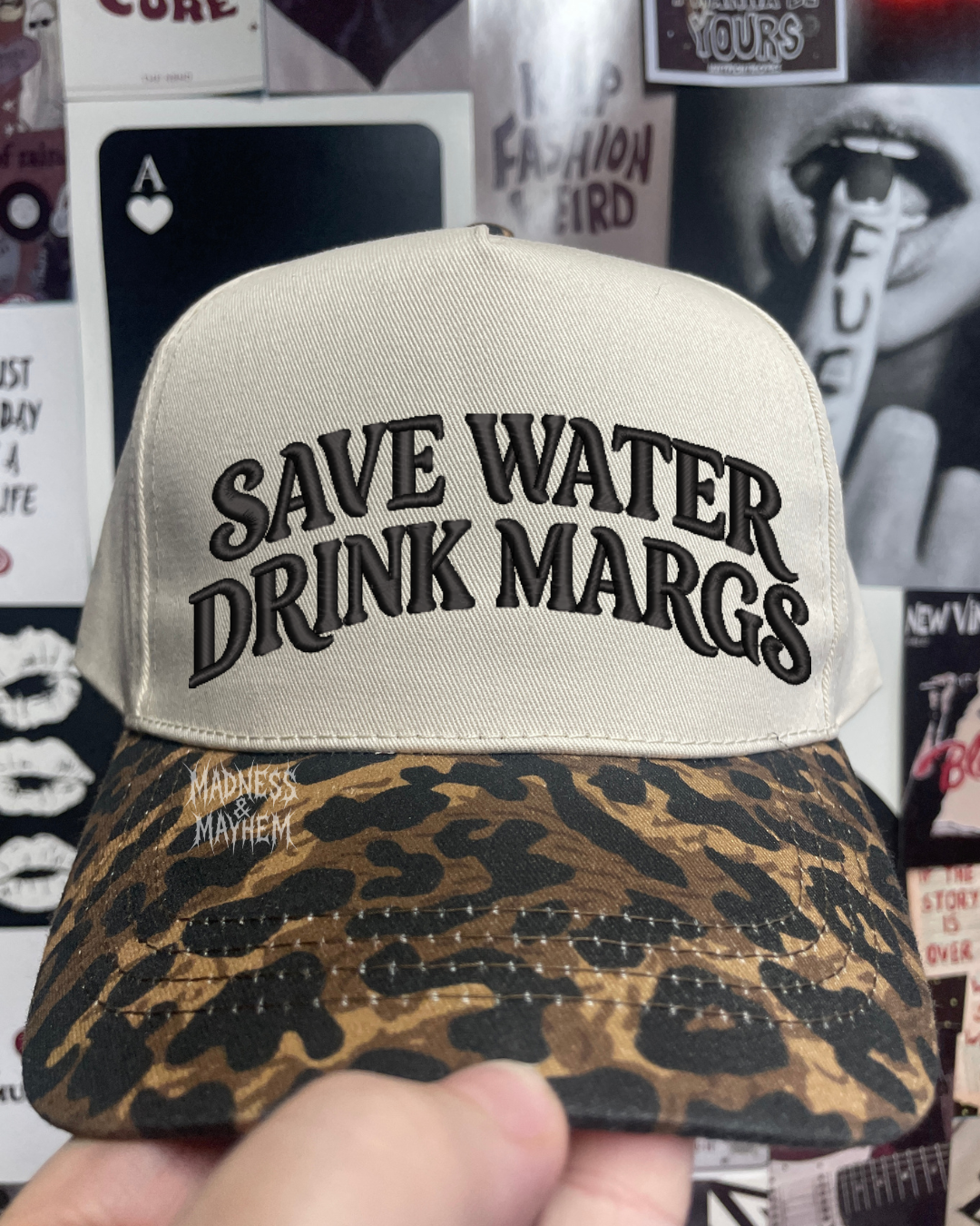 drink margs Leopard embroidered hat