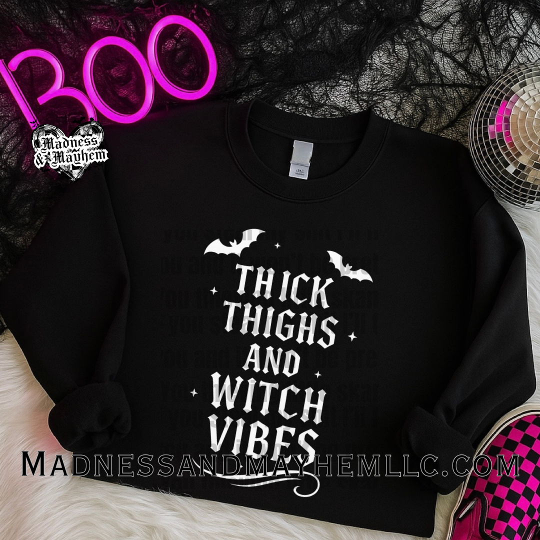 Thick thighs witchy vibes Halloween crew neck sweatshirt